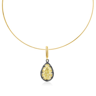Georgian Pear Yellow Lab Diamond Omega Necklace