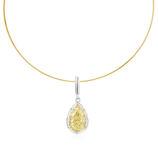 Georgian Pear Yellow Lab Diamond Omega Necklace