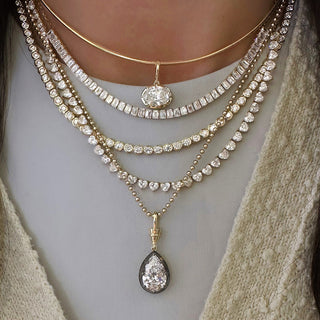 Georgian Pear Lab Diamond Ball Chain Necklace