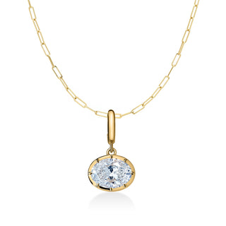 Georgian East-West Oval Lab Diamond Paperclip Necklace