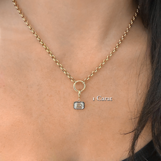 Georgian East-West Emerald Lab Diamond Rolo Necklace