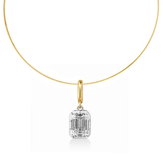 Georgian Emerald Cut Lab Diamond Omega Necklace