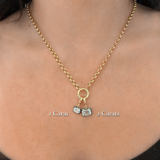 Georgian East-West Emerald Lab Diamond Rolo Necklace