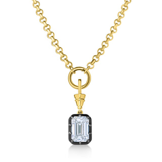 Georgian Emerald Cut Lab Diamond Rolo Necklace