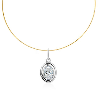 Double Bezel Oval Lab Diamond Omega Necklace
