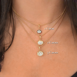 Georgian East-West Oval Lab Diamond Ball Chain Necklace