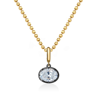 Georgian East-West Oval Lab Diamond Ball Chain Necklace