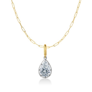 Georgian Pear Diamond Paperclip Necklace