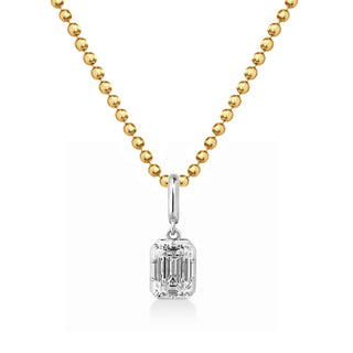 Georgian Emerald Cut Lab Diamond Ball Chain Necklace