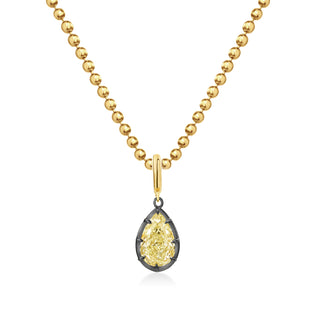 Georgian Pear Yellow Lab Diamond Ball Chain Necklace