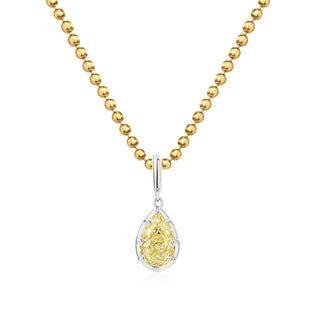 Georgian Pear Yellow Lab Diamond Ball Chain Necklace