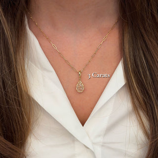 Georgian Pear Pink Lab Diamond Pendant