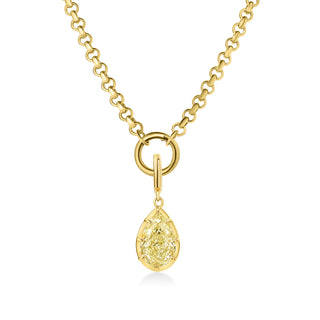 About: A refined take on a classic silhouette, this necklace features a yellow pear cut diamond suspended from a polished gold chain. Timeless and modern, it adds an elevated finish to everyday styling.

Diamond Details: Pear Shape Lab Grown Yellow Diamond

Total Carat Weight: 3 Carats

Metal:&nbsp;14K Solid Gold

Available in 14K Yellow Gold, 14K White Gold, Two-tone (14K White Gold Front + 14K Yellow Gold Back + Bail), Two-tone (Black Rhodium Front + 14K Yellow Gold Back + Bail)

Chain Dimension:&nbsp;

L