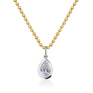 Double Bezel Pear Lab Diamond Ball Chain Necklace