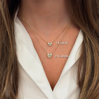 Bezel Heart Lab Diamond Solitaire Necklace