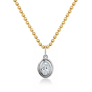 Double Bezel Oval Lab Diamond Ball Chain Necklace