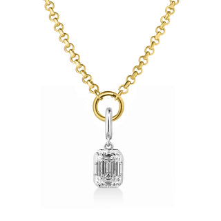 Georgian Emerald Cut Lab Diamond Rolo Necklace