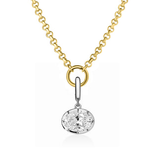 Georgian East-West Oval Lab Diamond Rolo Necklace