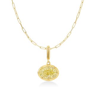 Georgian East-West Oval Yellow Lab Diamond Paperclip Necklace
