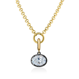 Georgian East-West Oval Lab Diamond Rolo Necklace