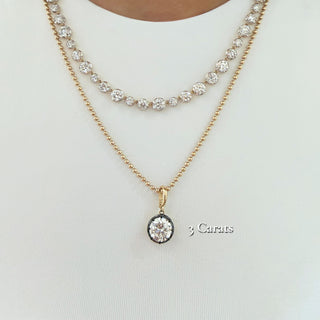 Georgian Round Lab Diamond Ball Chain Necklace