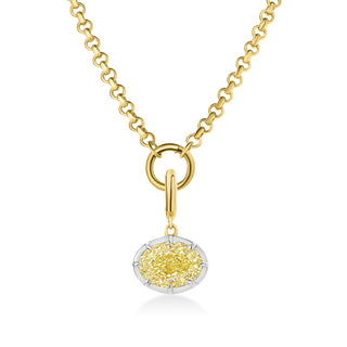 Georgian East-West Oval Yellow Lab Diamond Rolo Necklace