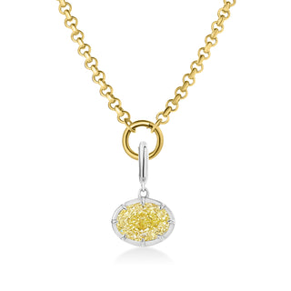 Georgian East-West Oval Yellow Lab Diamond Rolo Necklace