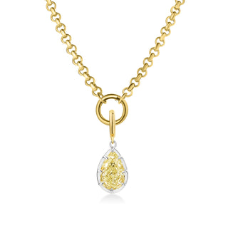 Georgian Pear Yellow Lab Diamond Rolo Necklace
