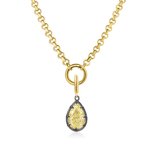 Georgian Pear Yellow Lab Diamond Rolo Necklace