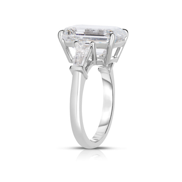 7.34 Carat Emerald Cut Diamond Engagement Ring