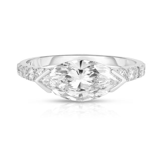 East-West Half Bezel with Pave Diamond Band