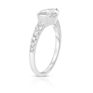 East-West Half Bezel with Pave Diamond Band