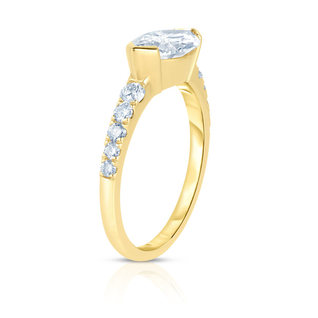 2.40 Carat Marquise in Half Bezel with Pave Diamond Band