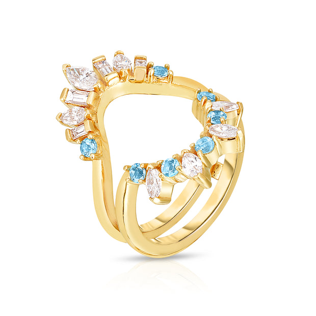 Sapphire and Diamond Sandwich Wedding Ring