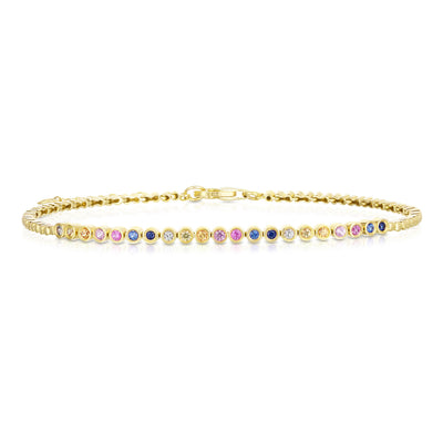 Rainbow Sapphire Bezel-set Tennis Bracelet