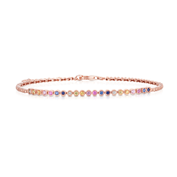 Rainbow Sapphire Bezel-set Tennis Bracelet