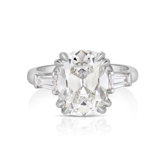 3.61 Carat Antique Cushion Cut Diamond Engagement Ring