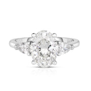 2.50 Carat Oval Diamond With Pear Side Stones Engagement Ring