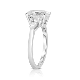 2.50 Carat Oval Diamond With Pear Side Stones Engagement Ring