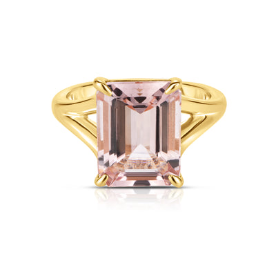 2.47 Carat Emerald Cut Morganite Engagement Ring