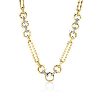 Diamond Mixed Link Chain Necklace with Connector