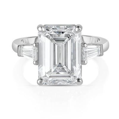 7.03 Carat Emerald Cut Diamond Engagement Ring