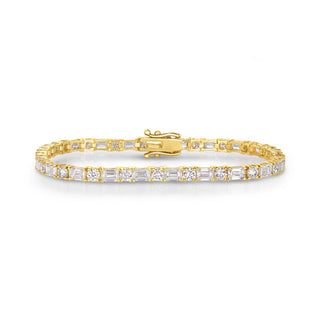 Emerald Cut and Round Lab Diamond Tennis Bracelet