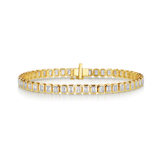 Bezel Set Emerald Cut Lab Grown Diamond Tennis Bracelet
