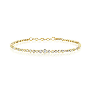 Graduated Bezel Natural Diamond Tennis Bracelet