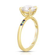 2.70 Carat Round Brilliant Engagement Ring with Colorful Side Stones