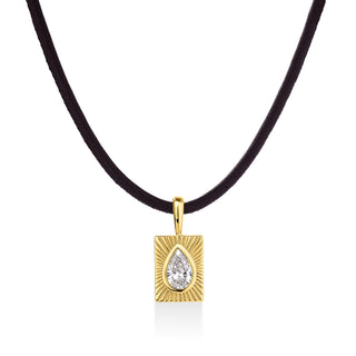 AB x Jespresso Fluted Diamond Pendant on Leather Cord Necklace
