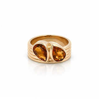 Bezel Pear Shape Citrine Toi et Moi Ring