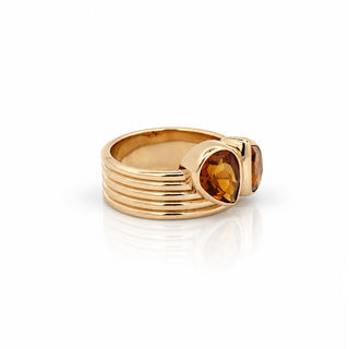 Bezel Pear Shape Citrine Toi et Moi Ring