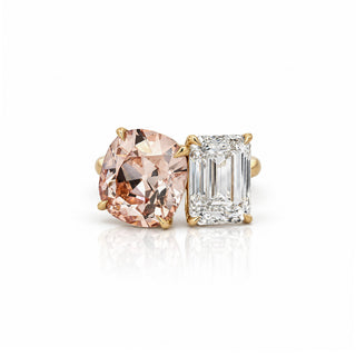 Cushion & Emerald Cut Diamond Toi et Moi Ring